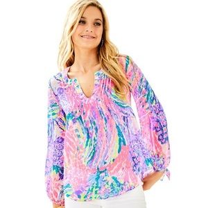 NWT Lilly Pulitzer Colby Silk Clip Top